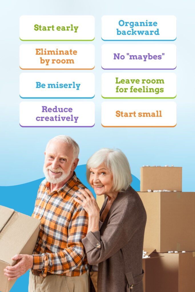 downsizing tips for seniors graphic