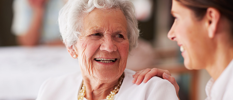 Senior woman talking with someone